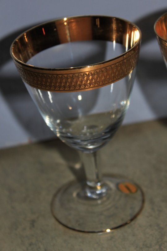 4 Lyngby krystalglas Tosca med Ciceleret guldkant (hvidvin)