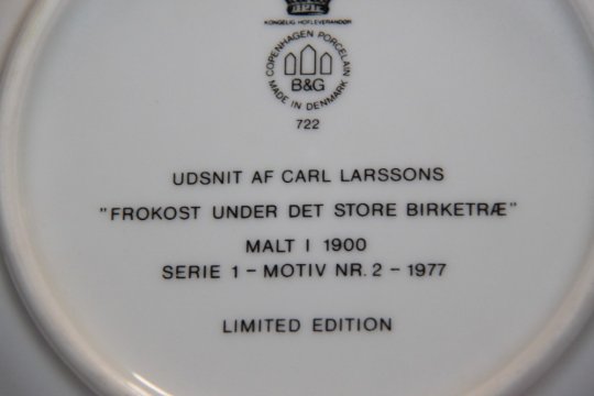 B&G platte fra 1977 Carl Larsson