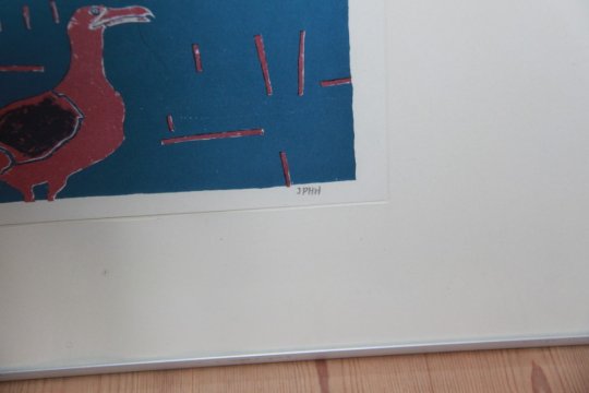 Indrammet litografi signeret og nummereret
